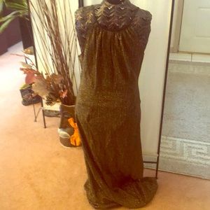 Long glittery gown, sparkles with brown & gold